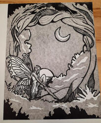 I Do Believe in Fairies! Relief Woodblock. $50. Limited Quantity